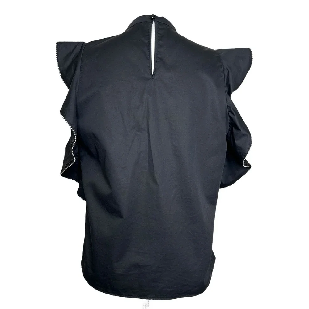 Alexis Whimsigoth Top M Mariena Black Ruffle Dark Romantic Witchy Keyhole Blouse - Picture 5 of 12